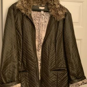 Faux Leather Quilted Jacket